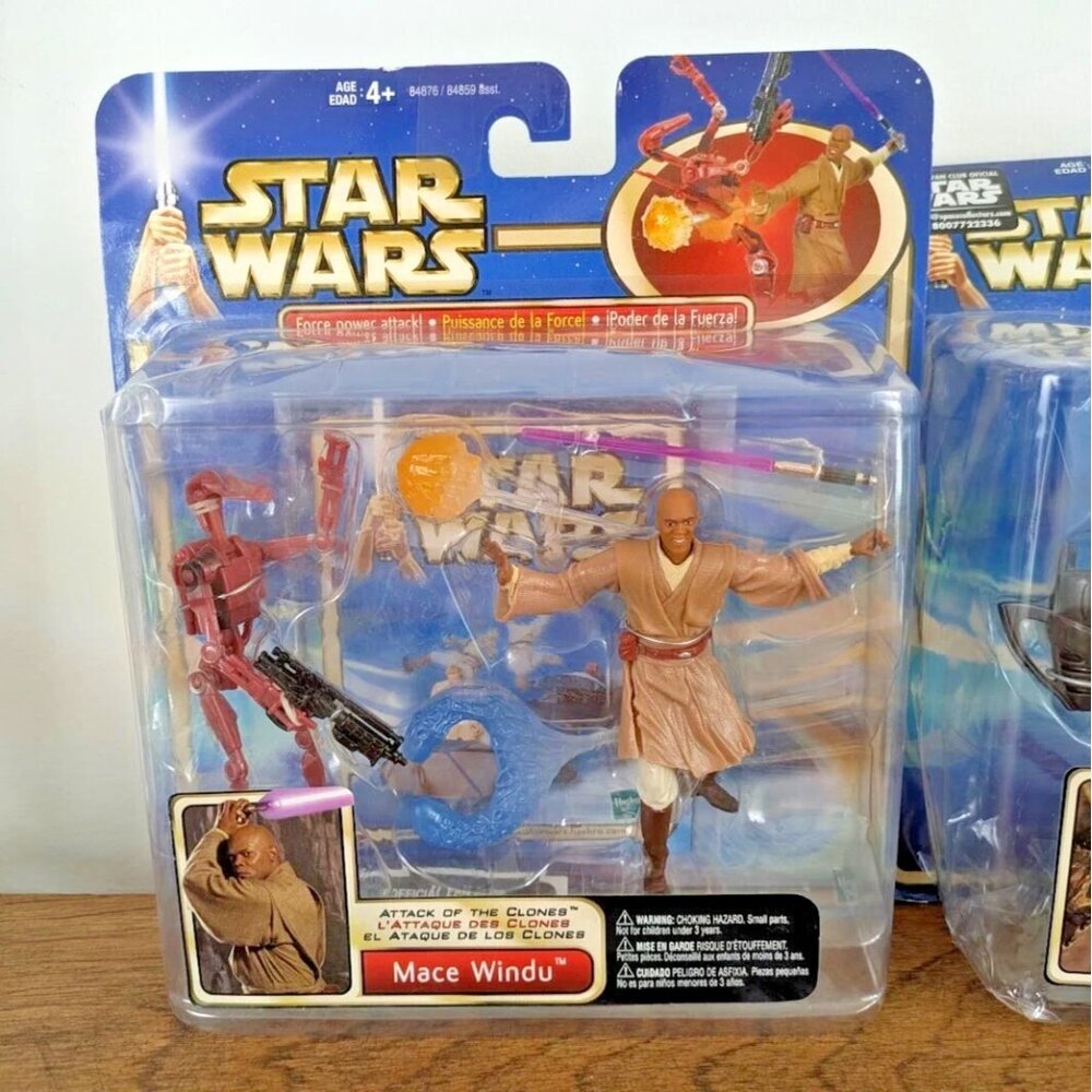 Star Wars Mace Windu Deluxe Figure – Attack of the Clones Hasbro 2002 NIB